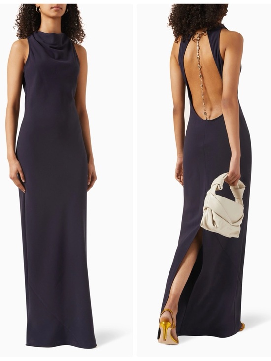 STAUD Dresses & Skirts - STAUD Shannon shell chain maxi dress in navy gold - S NWT